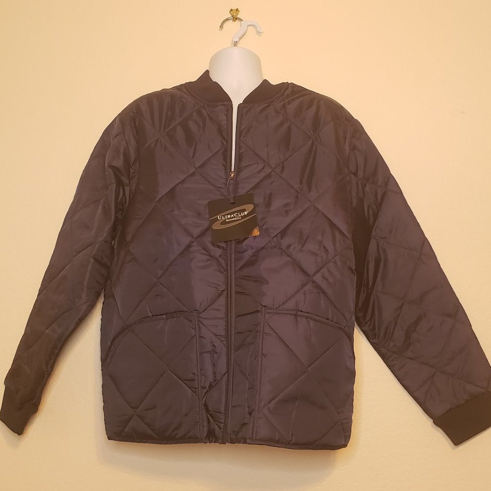 UltraClub Men's Navy Long Sleeve Quilted Puff Lightweight Workwear Jacket Large